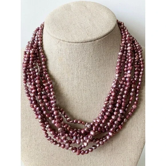 925 gemstone clasp 8 layers freshwater pearl Necklace
